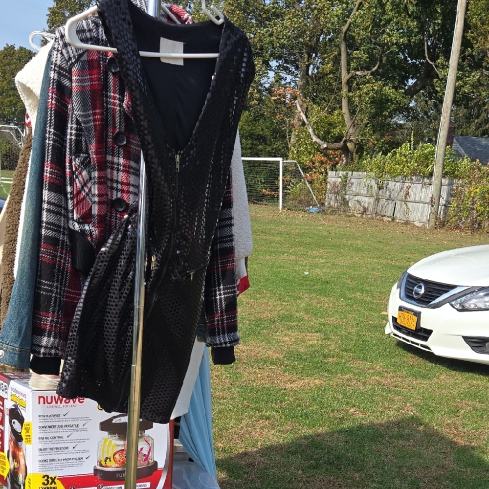 Plaid and Black Knit Cardigan